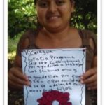 Anabel with her thank you note to donors