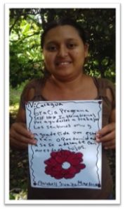 Anabel with her thank you note to donors