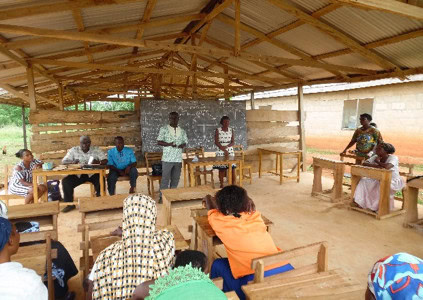 group of community members gather for a meeting