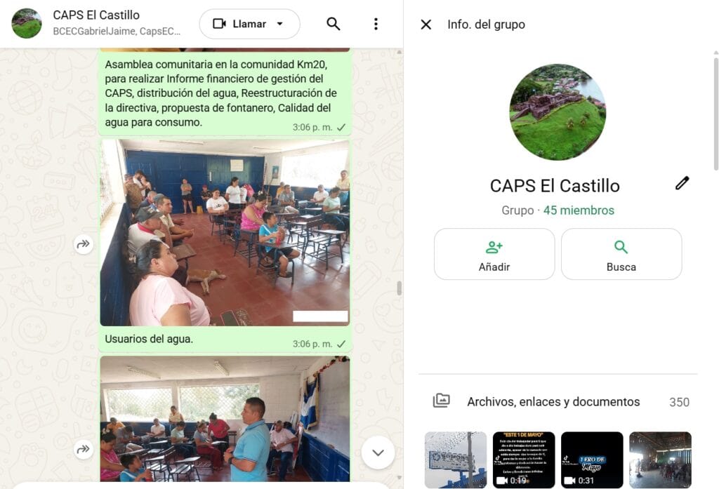 Instant Messaging Empowers CAPS Leaders 4 WhatsApp screenshot showing community meetings